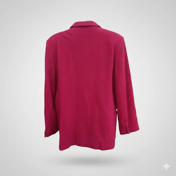 Vintage Daniel Hechter Red Cashmere Wool Suit Blazer Jacket 12 - Picture 2 of 3